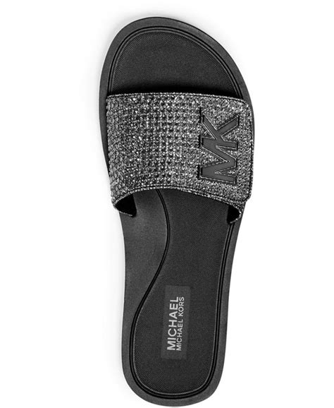 michael kors sandals with rinestones|Michael Kors slide sandals.